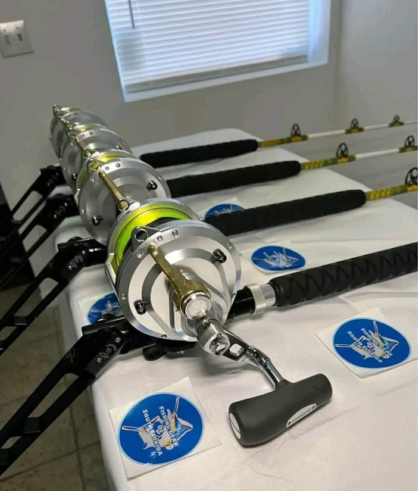 4 Shimano 50II 2 Speed reels with rods. - Image 3