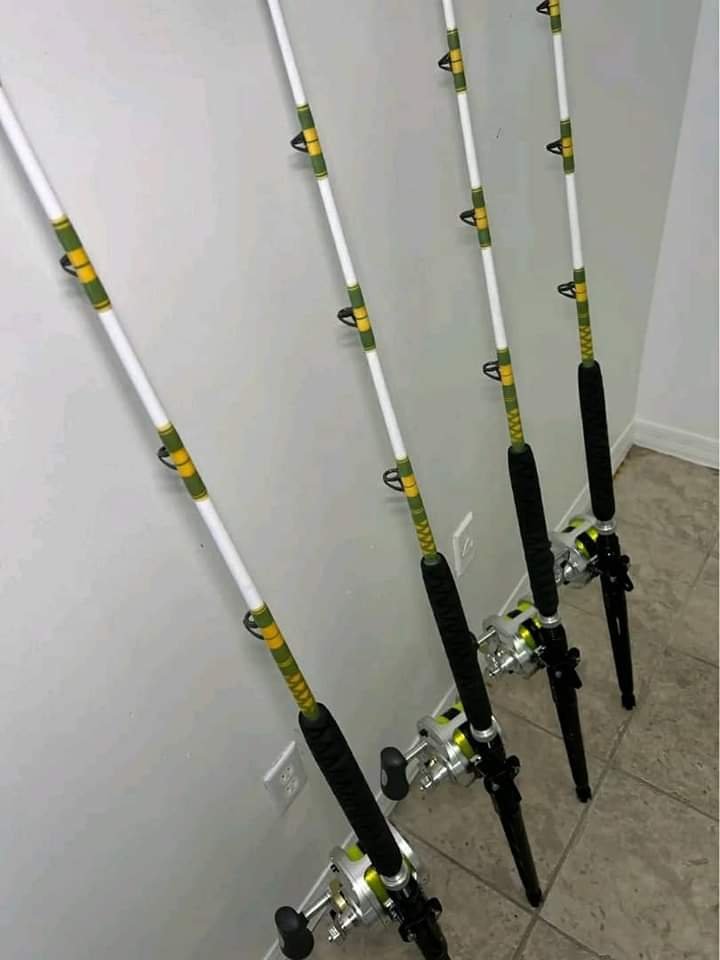 4 Shimano 50II 2 Speed reels with rods. - Image 6