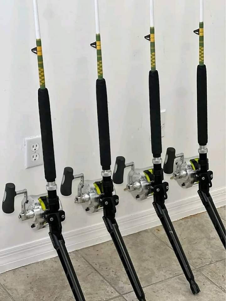 4 Shimano 50II 2 Speed reels with rods. - Image 5