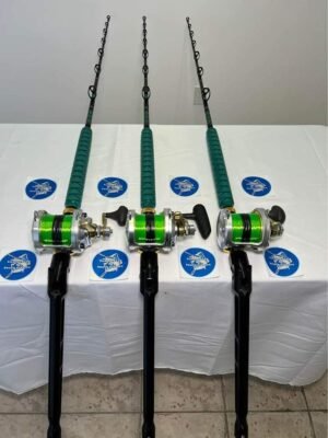 3 Shimano Talica 25II 2 speed reels and rods.
